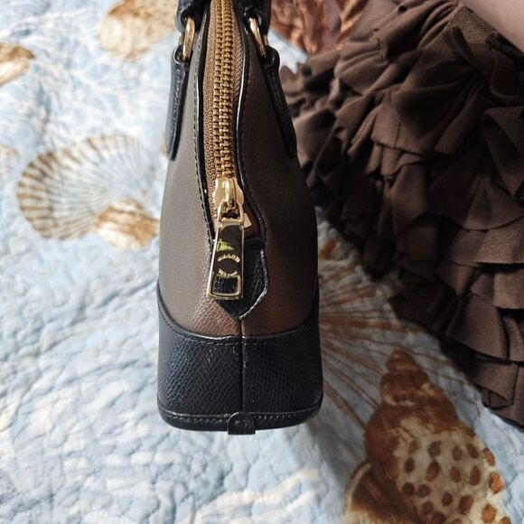 Coach Mini Cora Domed Satchel in Bicolor Metallic Crossgrain Leather - Picture 5 of 8